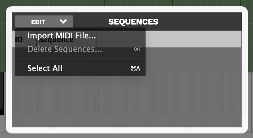 The Sequence Manager before doing the import